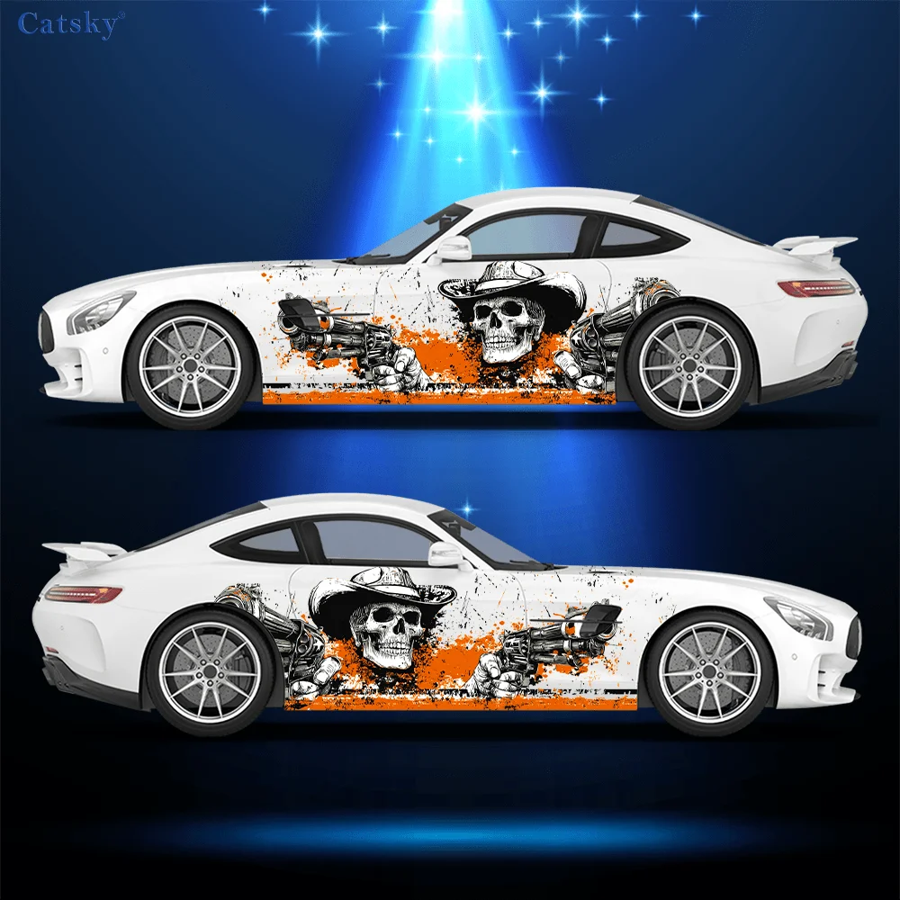 

Colorful Skeleton Cowboy Car Vinyl Wraps Decal Self-adhesive PVC Sticker Suitable for Trucks SUV Decor Auto Accessories Gift