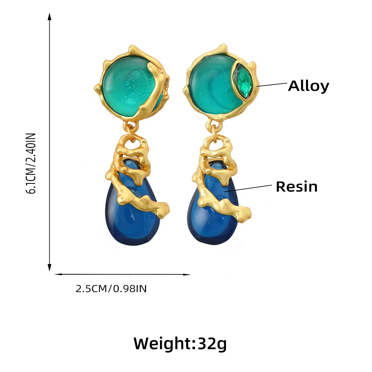 European and American exaggerated droplet shape palace style antique earrings for women