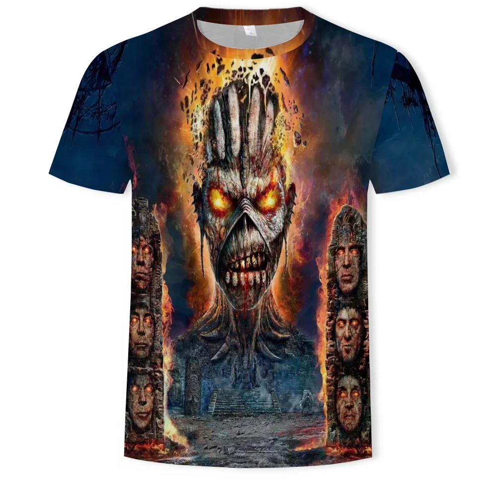 New Hot Summer Men 3D Skeleton Print T-shirt Fashion Heavy Metal Reaper Short Sleeve Harajuku Style T-shirt Loose Comfortable To