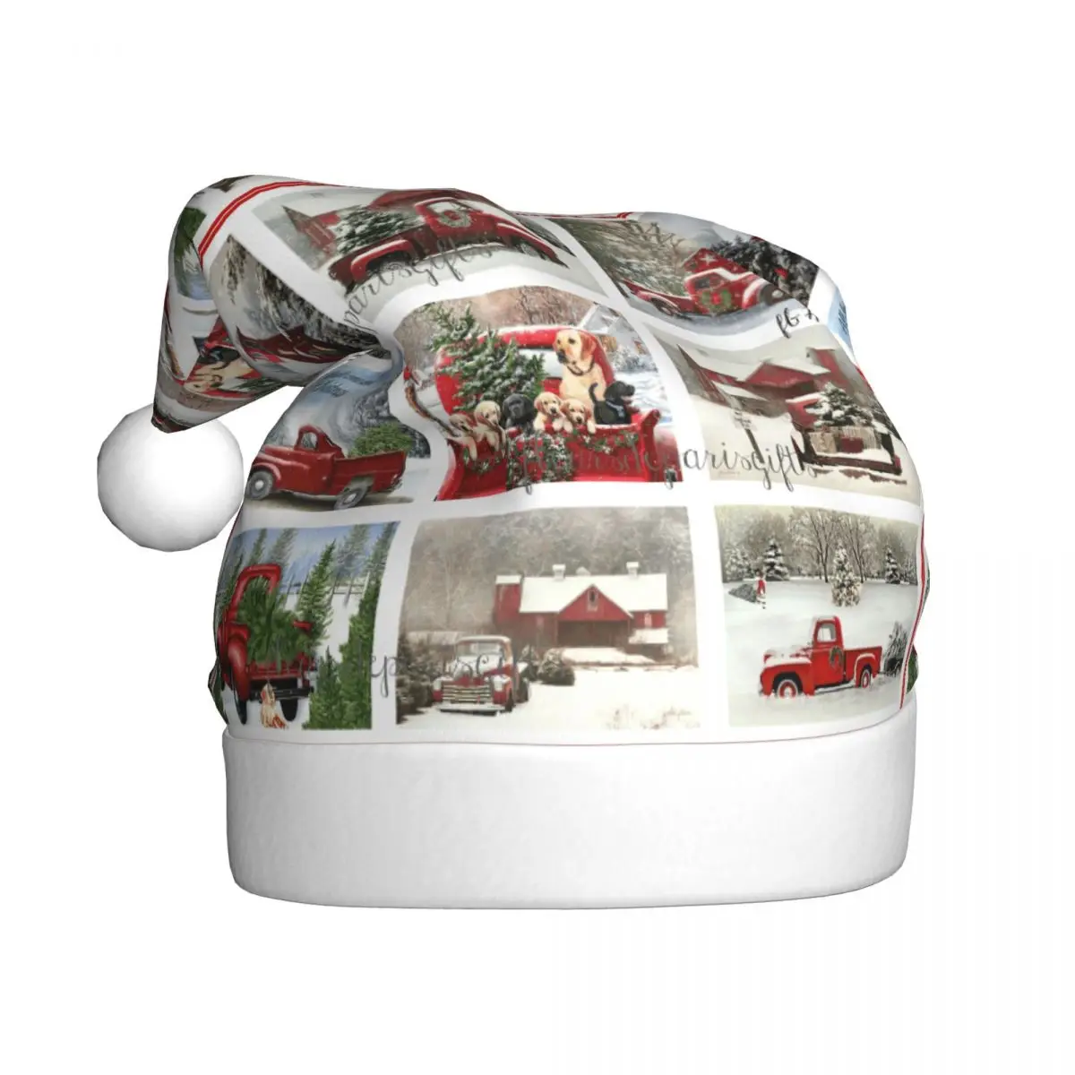 Merry Christmas Christmas Hat for Adult Men Women New Year Nordic Red Trucks Santa Hat Cap Cosplay Gifts