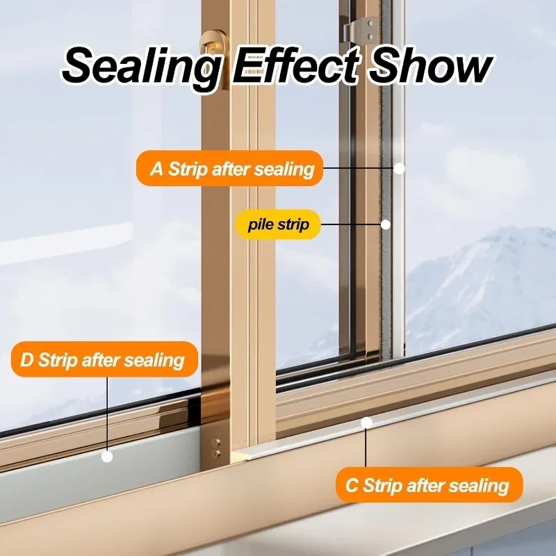 مجموعة أدوات تجريد السير الوقائي ذاتية اللصق للنافذة، مقاومة للرياح والغبار لشرائط عزل المنزل من الفينيل #5