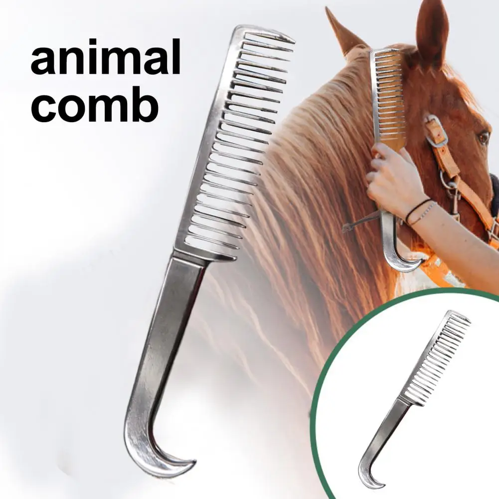 2Pcs Animals Comb Thickened Tooth Durable Grooming Metal Horse Comb Mane Tail Pulling Comb Horse Cleaning Tool Animals Supplies