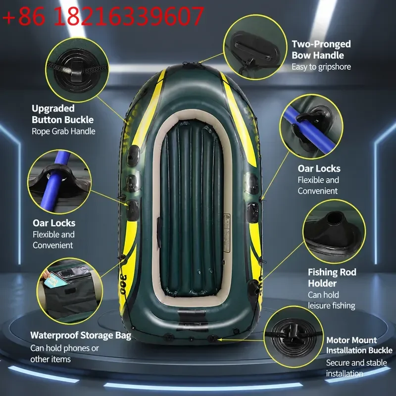 Thickened Inflatable Fishing Kayak Boat Durable Rubber Assault Craft for Outdoor Water Sports and River Lake Angling