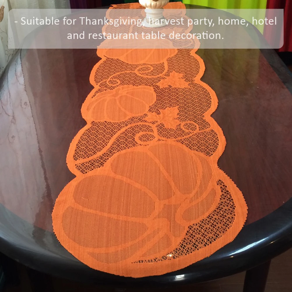 

Pumpkin Lace Cloth Placemat Hollowed Design Thanksgiving Tablecloth Runner Supply Polyester Supplies
