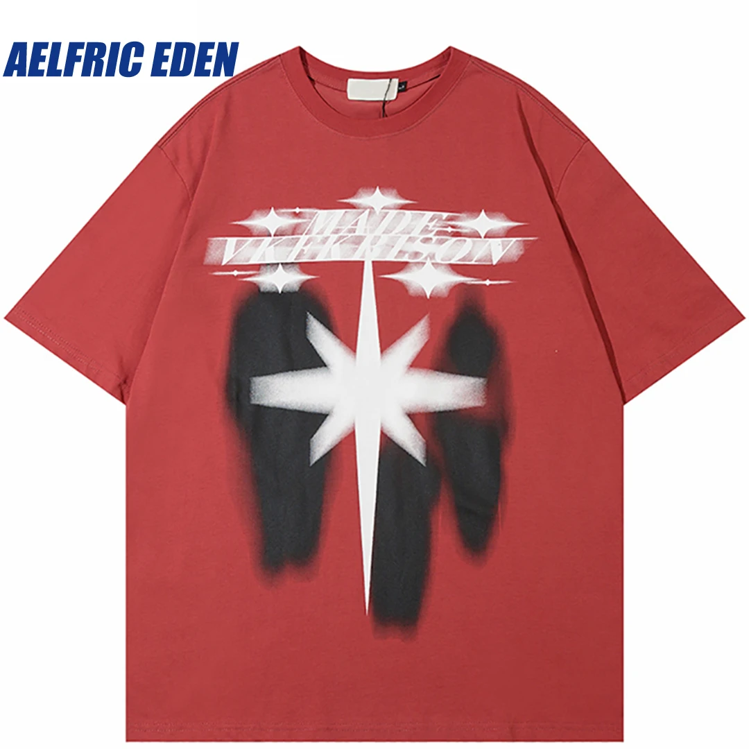 Aelfric Eden Star Shadow Graphic T-Shirt 2023 Mens T Shirt Streetwear Hip Hop Oversized Harajuku Tshirt Cotton Unisex Tops Tee