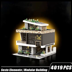 MOC-168504 City Street View Modern Residential Apartments Building Modular Building Block Assemble Model Brick Toy Gifts