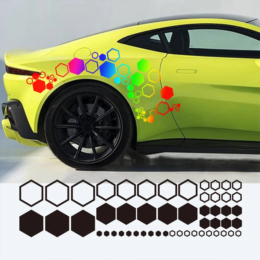 Creative Car Honeycomb Hexagon Vinyl Decals Waterproof Polygonal Stickers Auto Body Side DIY Styling Auto Accessories Universal