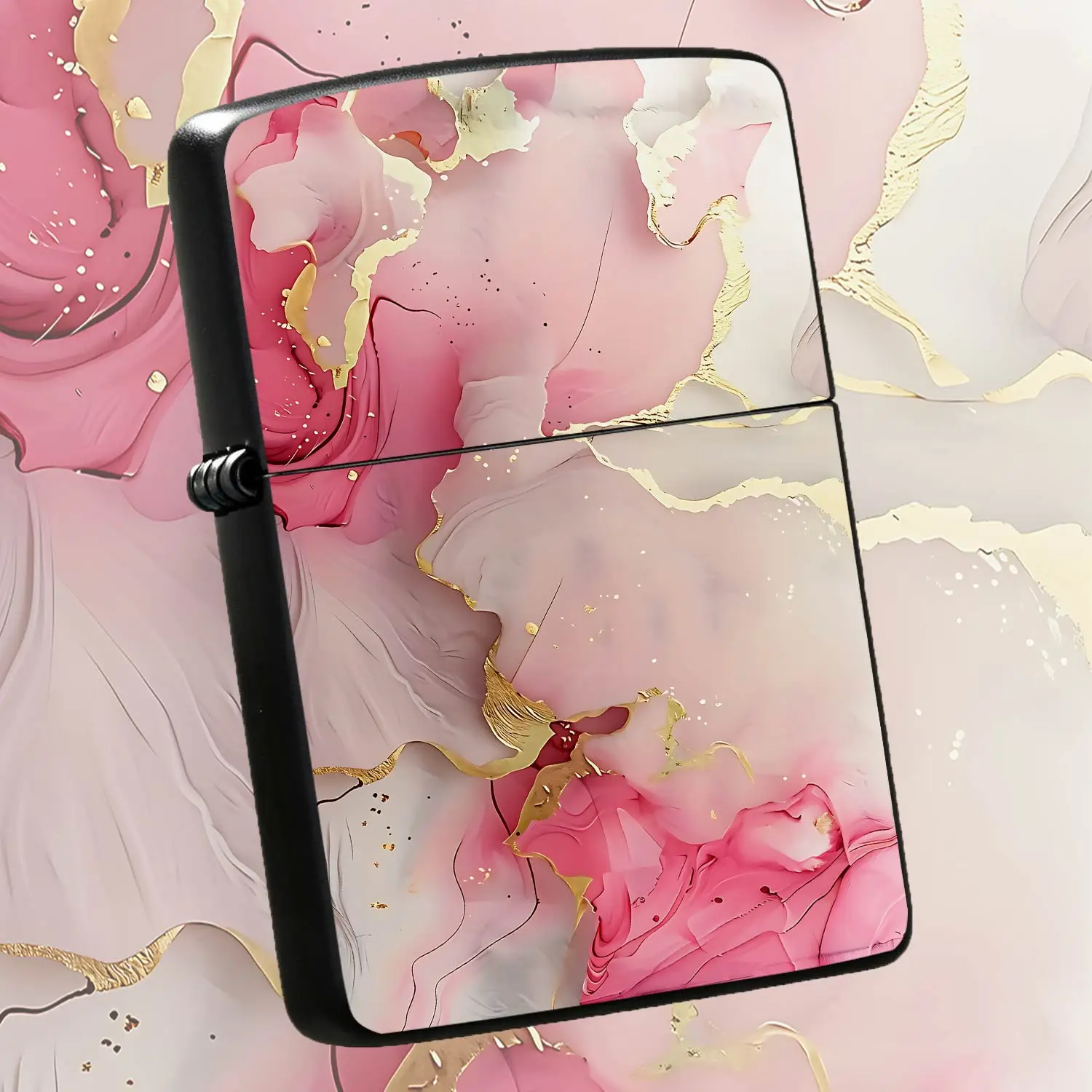 Romantic Pink Gold Fluid Art Lighter, Soft Gradient Blush Marble Texture, Aesthetic Decorative Portable Igniter, All-Scene Usable Stylish Daily Carry, Ideal Gifting Option For Holiday Anniversary, Delicate High-Appearanc A Humorou And Inter