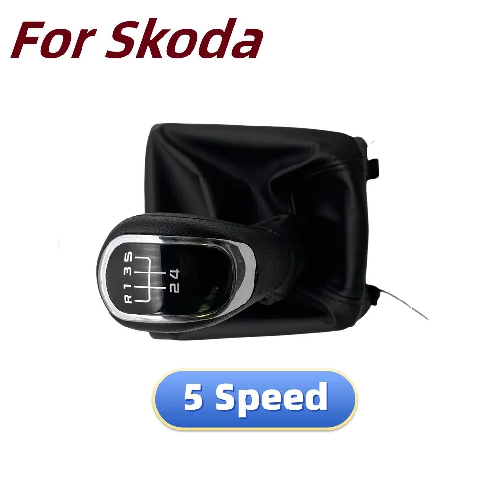 مقبض ناقل حركة السيارة 5/6 سرعة PU علبة التروس الجلدية شيفتر المقبض التمهيد لسكودا سوبيرب 3T MKII 2008 2009 2010 2011 2012 #3