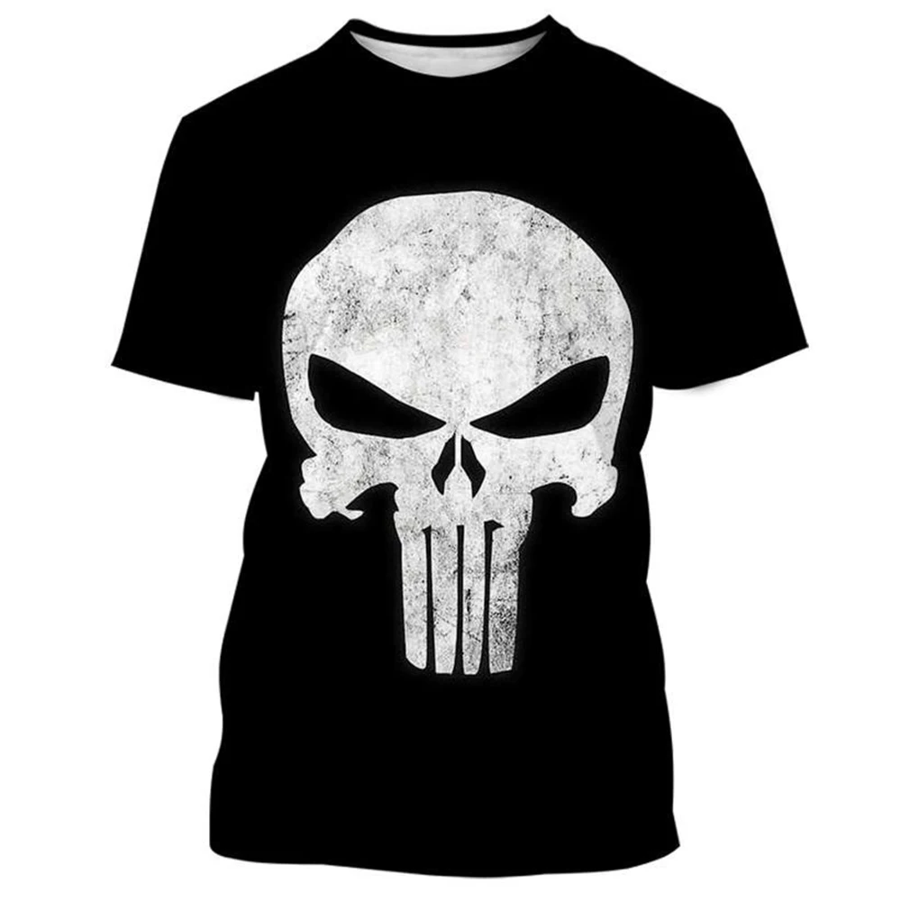 Summer Fashion gunfight short-sleeved 3D printed Punisher T-shirt casual shirt personality men\'s T-shirt round neck kids top