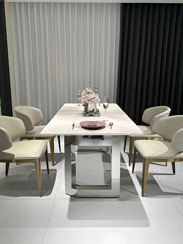 Any Size Custom Heat Scratch Proof Marble Dining Table Italian Pink Diamond Rose Rainbow Stone Villa Long Luxury Furniture