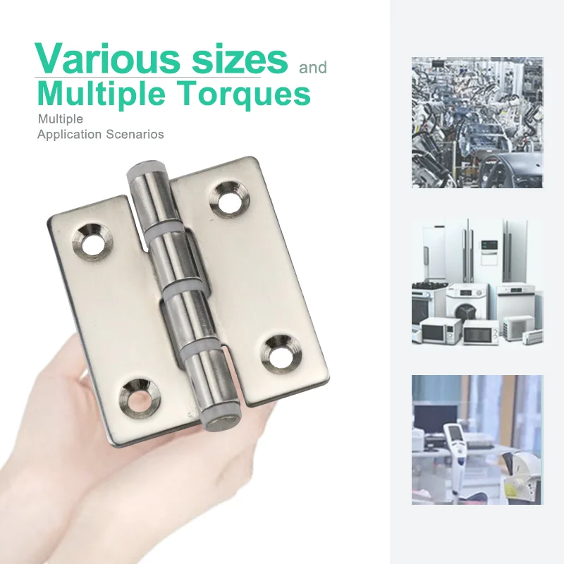 3pcs Cabinet Industrial Instrument Vehicle Modification 304 Stainless Steel Solid With Rubber Pad Buffer Silent Hinge