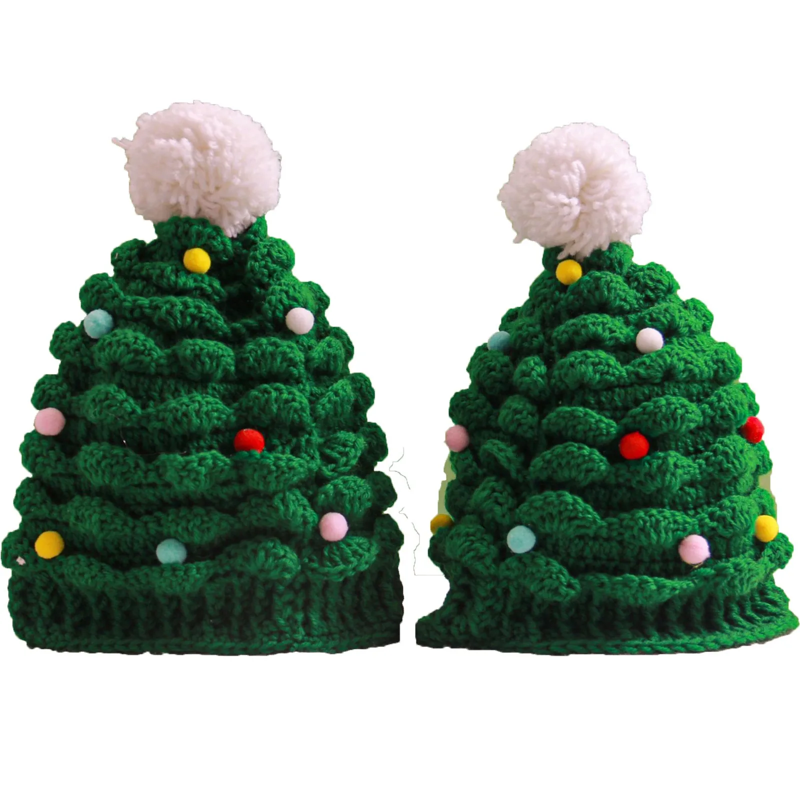Christmas Knitted Hat Home Christmas Party Adults Kids Creative Pine Tree Shape Christmas Hat Comfy Warm Pullover Hat for Gift view 4