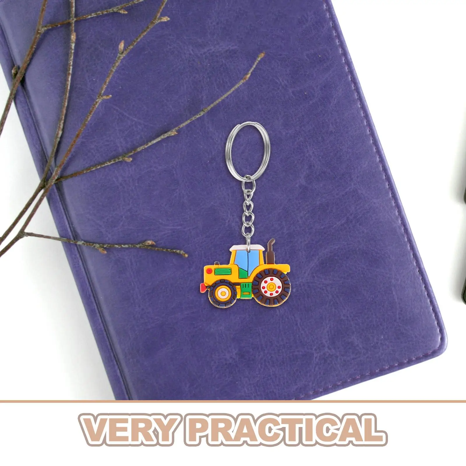 

6 Pcs Farm Vehicle Keychain Mini Tractor Toy Novelty Spring Goody Bag Filler Harvest Party Favor Excavator Easter
