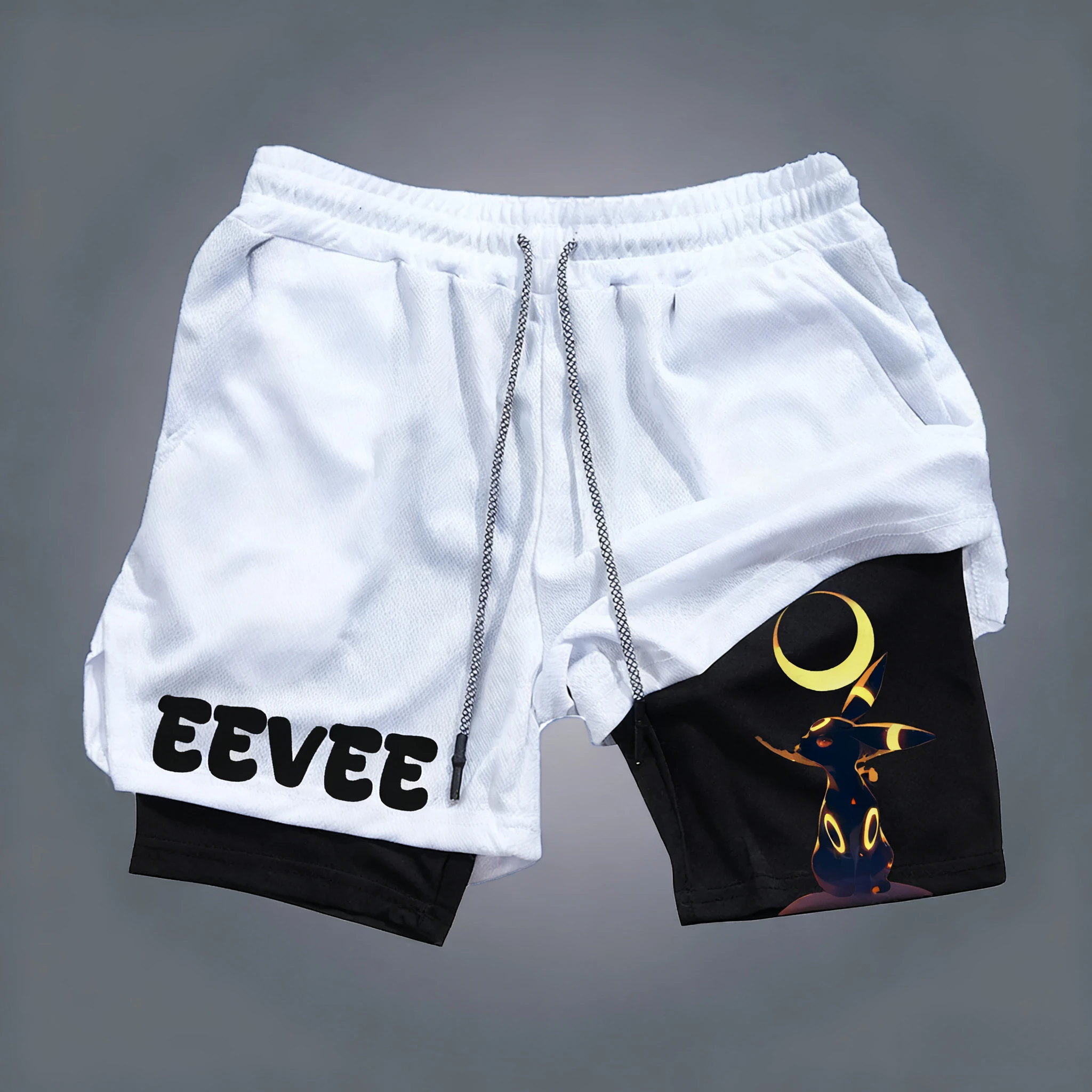 

Pokémon Anime Collaboration Printed Double-layer Shorts Unisex Summer New Running Breathable Fast Drying Sports 2-in-1 Shorts
