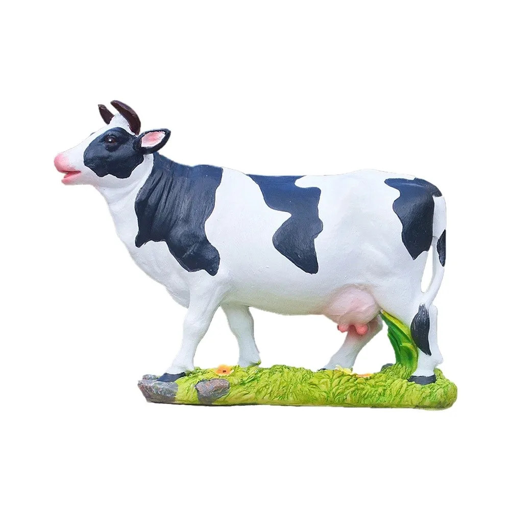 Farm Animal Decor Resin Cow Statue for Home Garden Patio Desk Shelf Black and White Design 22 8 17 cm Dimensions