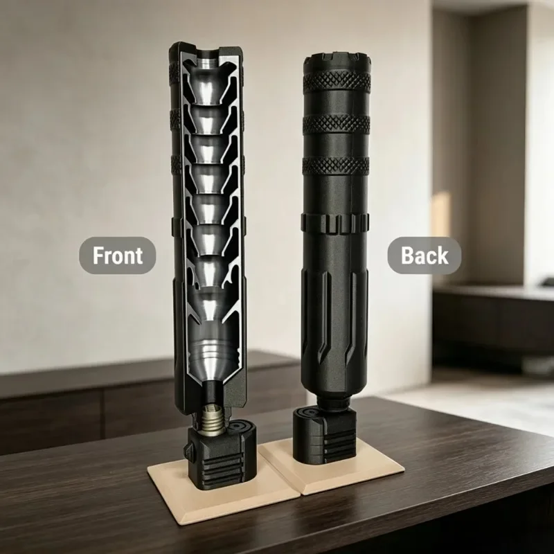 9mm Suppressor Cutaway Display Model,Non-Functional Teaching Structure Demo Model with Display Stand, Educational Science Exhibi