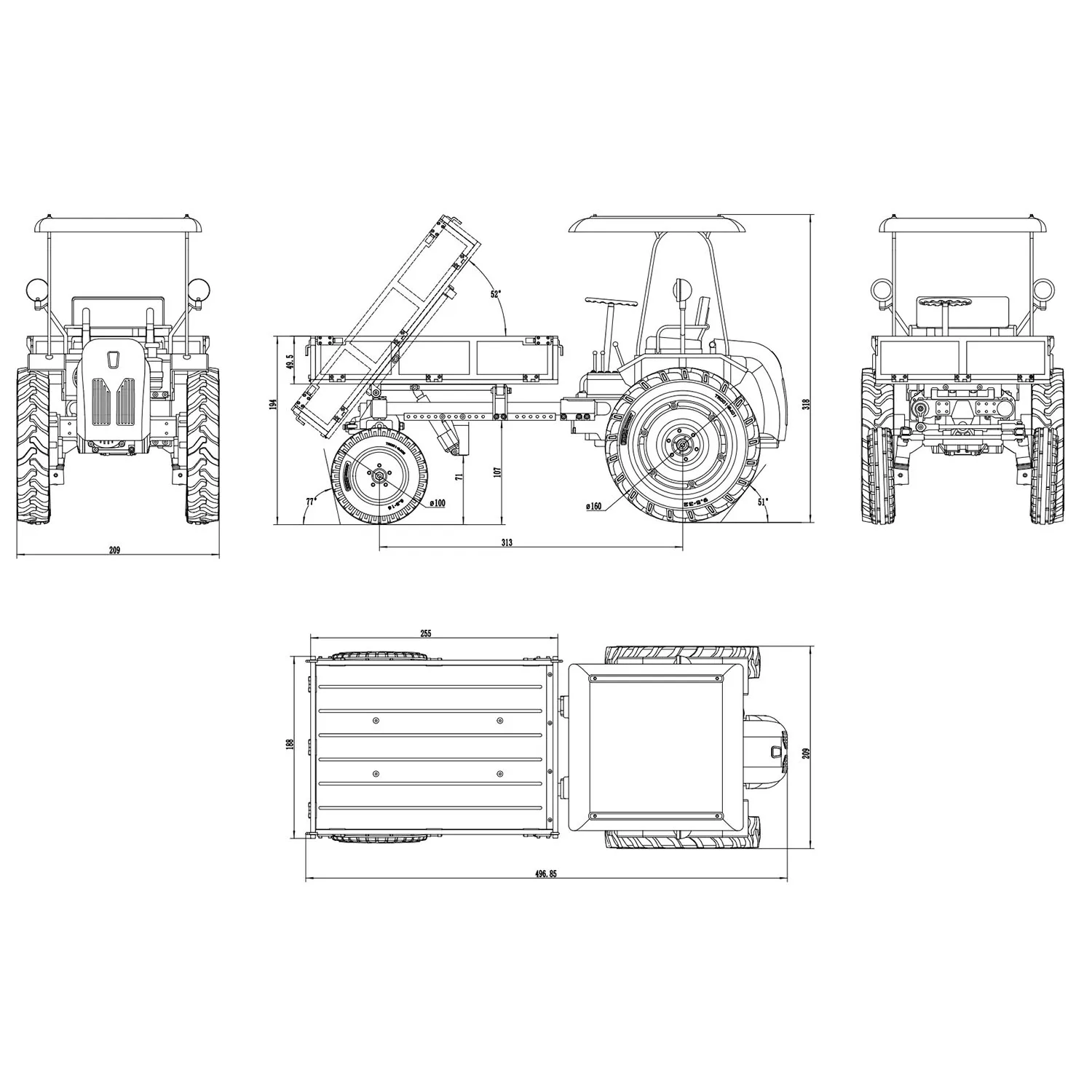 

1/10 Kingkong RC Farm Tractor Car 4×2 Model DONKEY T16 Transport Vehicle Motor 2Speed Gearbox Axle Lock 6CH Radio Light Toy