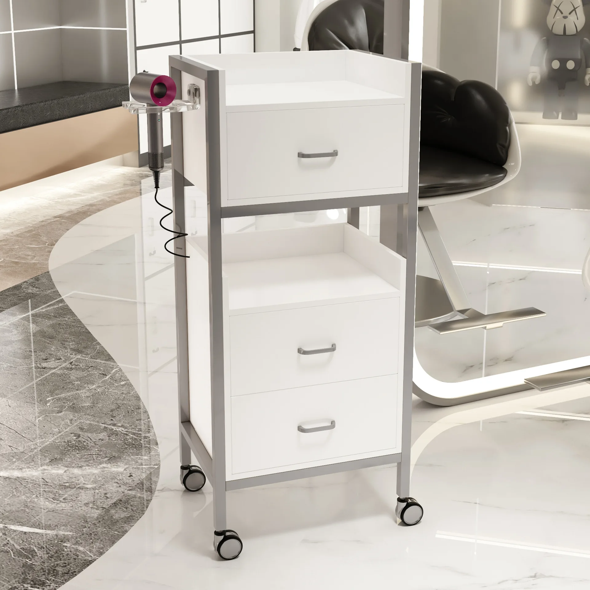 Hair Salon Tool Cabinet Beauty Salon Hair Special Small Cart Multi Functional Storage Rack Cabinet with Drawer