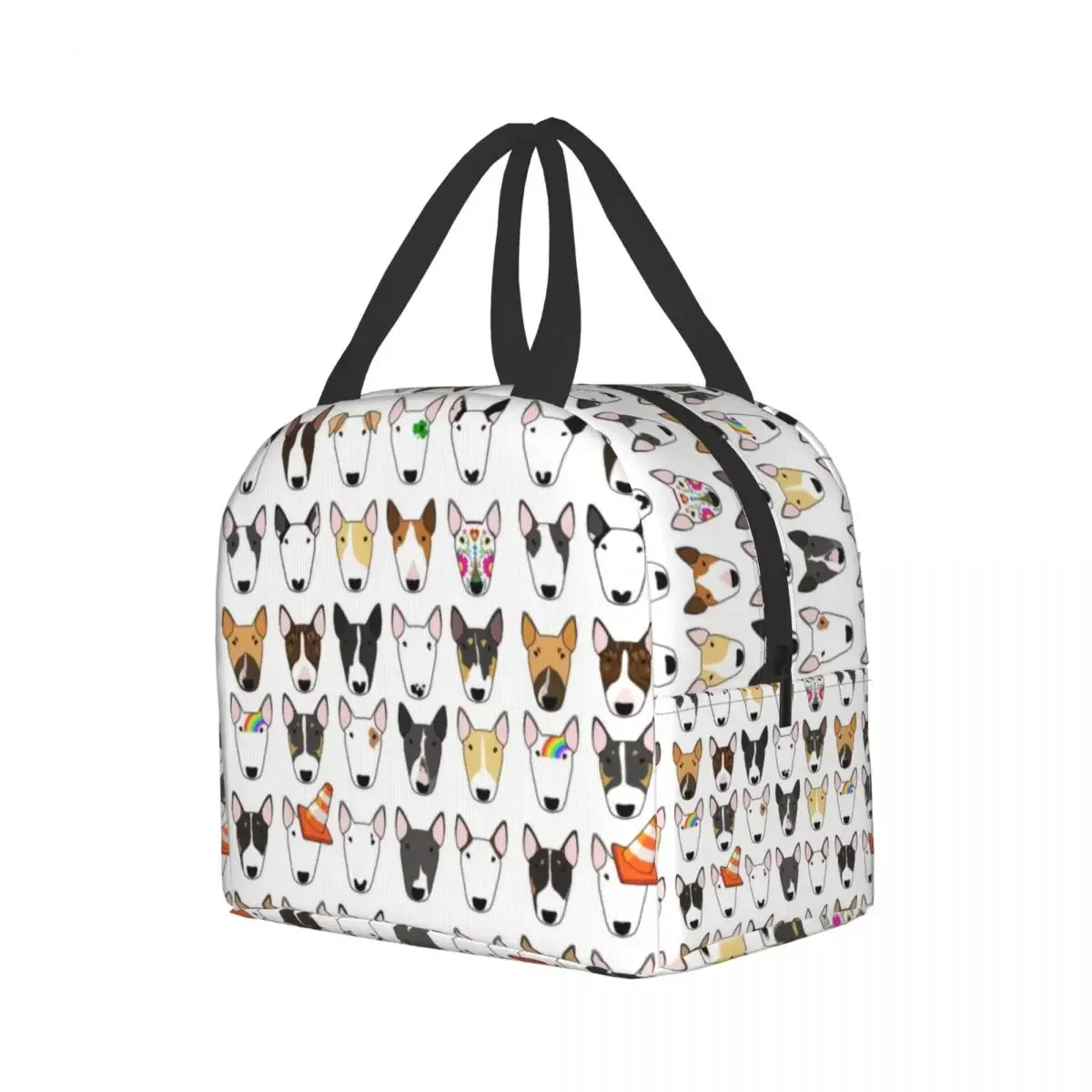 Bull Terrier Dog Repeat Pattern Insulated Lunch Bag for Women Waterproof Animal Thermal Cooler Lunch Tote Kids School Food Box