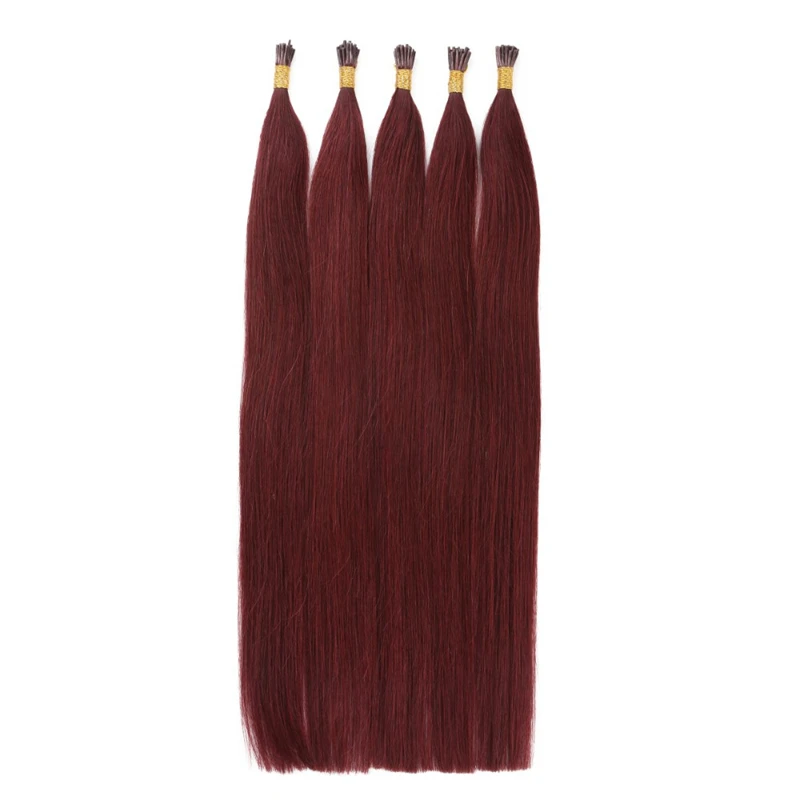 Wholesale Top Quality Unprocessed I-tip Hair Pre-bonded Human Keratin Russian i tip human hair extensions 99 Straight I Tip Hair