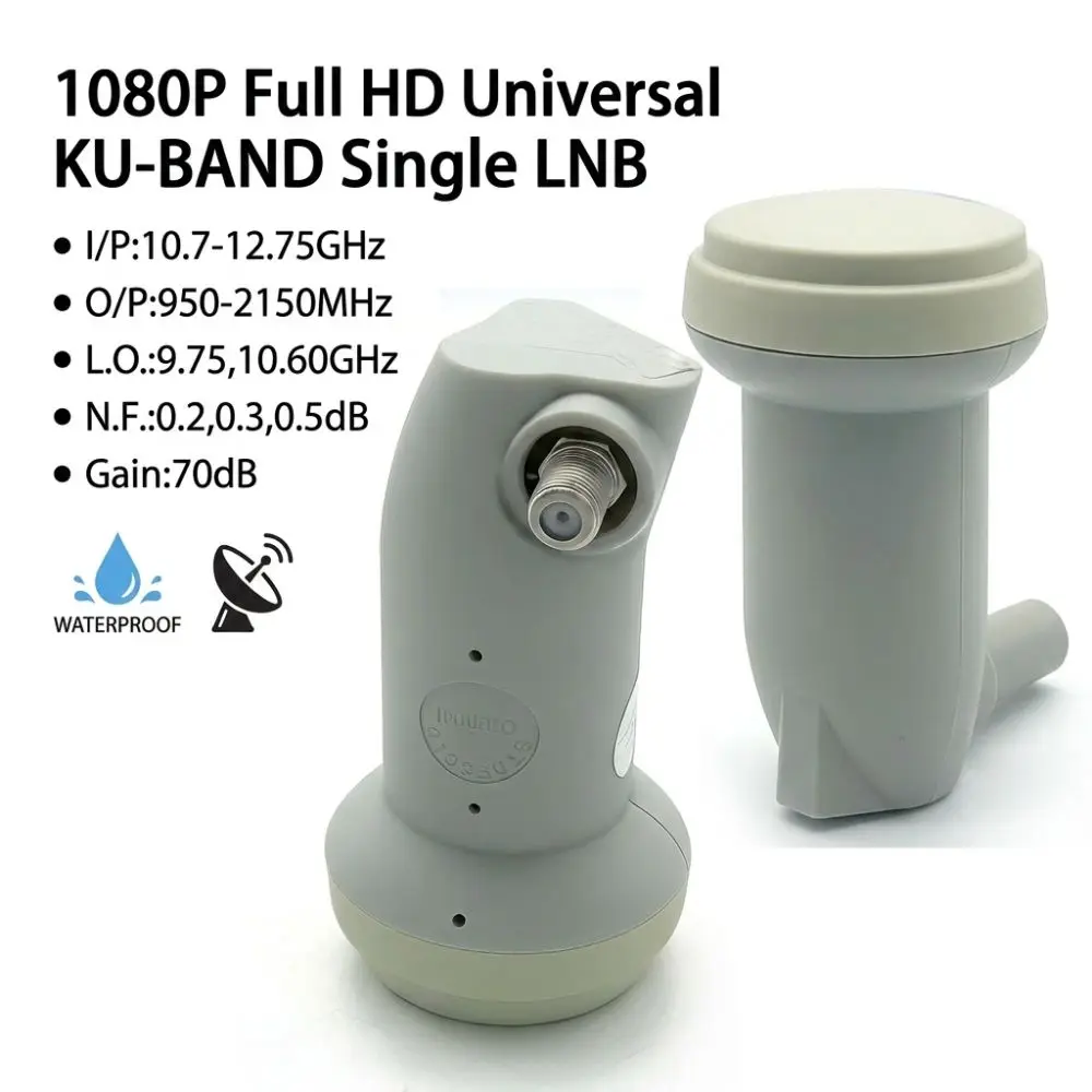 Convertidor Lineal Full HD 1080P, Receptor de TV Satelital Universal con LNB Simple, 10.7-12.75GHz 950-2150MHz, LNB Satelital de Banda KU