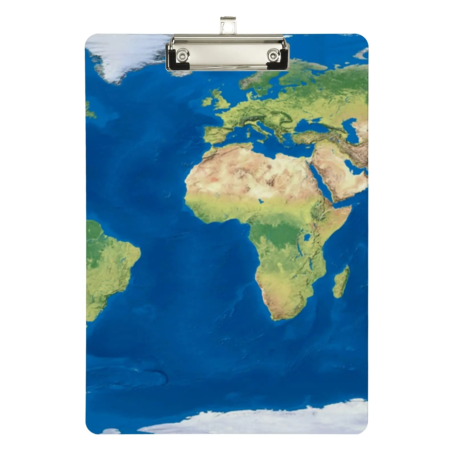 

World Map Clipboard Nursing Acrylic Clip Board with Low Profile Metal for A4 Paper Size Clip Hangable Office School Supplies