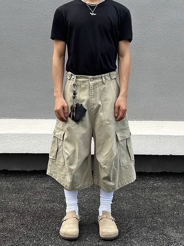 

Американские ретро-джинсы цвета хаки, рабочие, повседневные, свободные, широкие, с удлиненными штанинами, летние, молодежные, модные, износостойкие