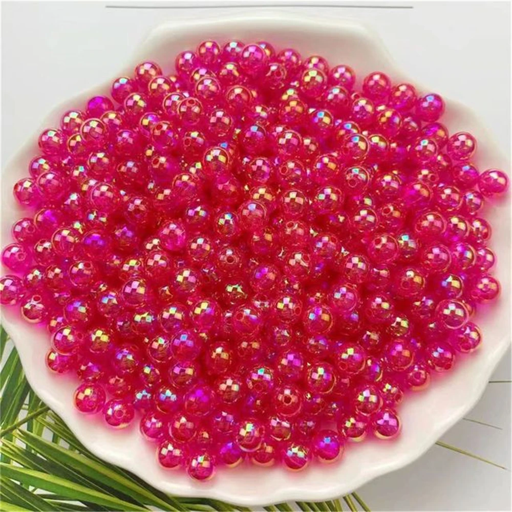 4/5/6/8/10MM Wholesale AB Color Round Acrylic Beads Straight Hole Transparent For Jewelry Making DIY Bracelet