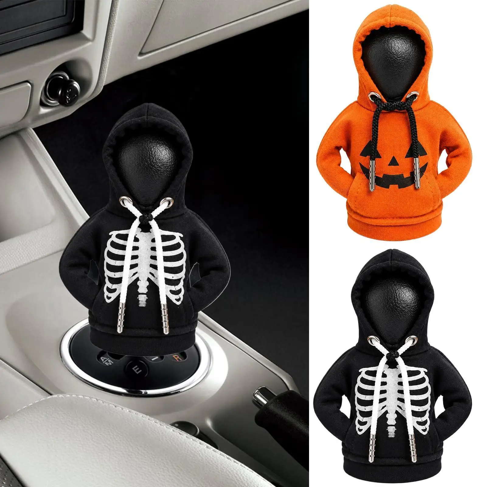 Gear Shift Hoodie Halloween Vehicle Interior Decoration Car Shift Lever Cover for Women Men Drivers Daily Commute Road Trip Ride
