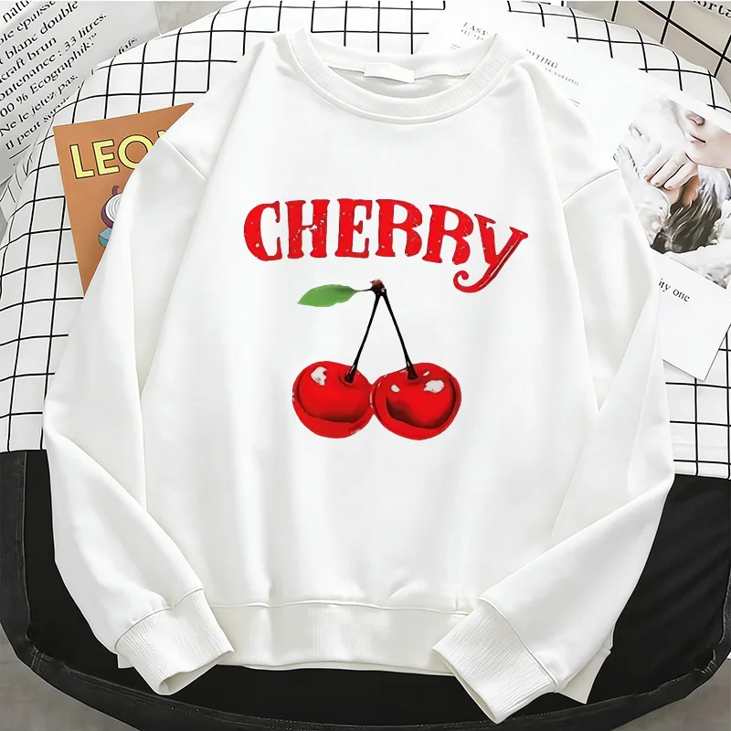 

Женская толстовка Y2K Cherry Fashion: однотонная, теплая, флисовая, мягкая, с круглым вырезом, повседневная, женская одежда