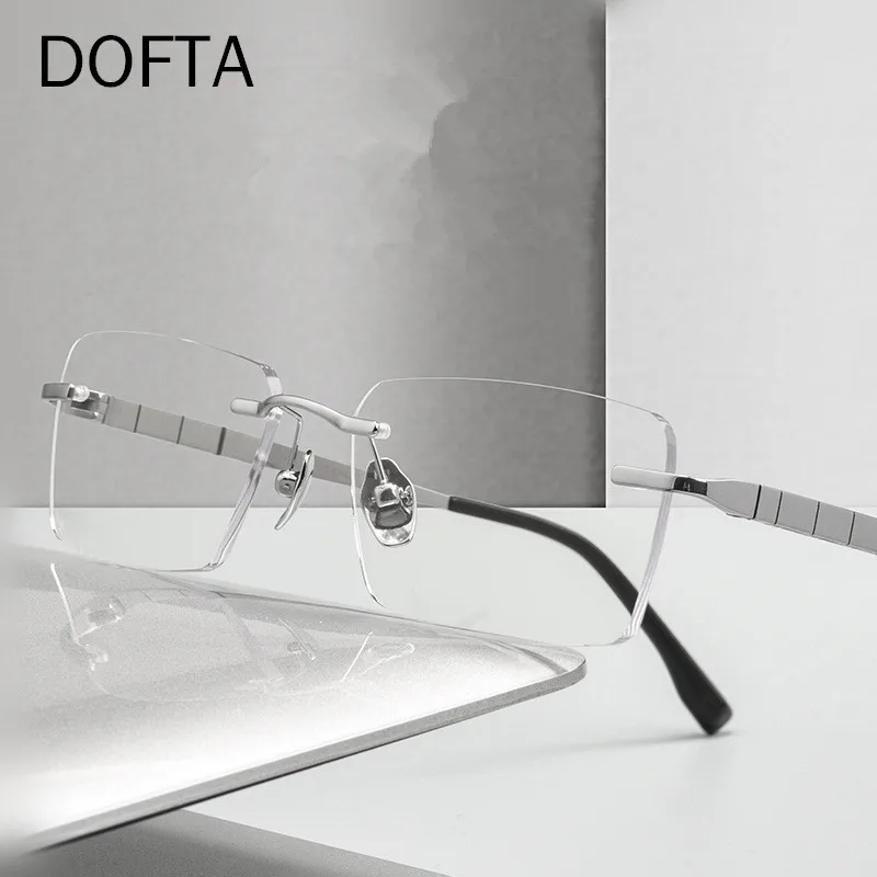 DOFTA Titanium Rimless Glasses Frame Men Square Prescription Frameless Eyeglasses Women Optical  Eyewear 5882