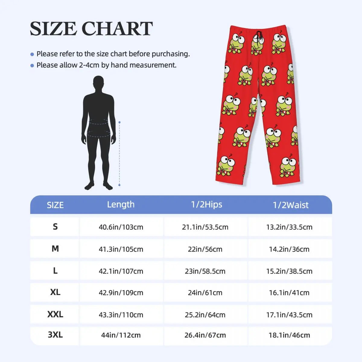 Pantalones de pijama Keroppi de rana de ojos grandes personalizados para hombre, pantalones de dormir clásicos con estampado de cómic y bolsillos