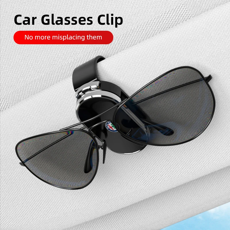 Car Sun Visor Glasses Clip Sunglasses Storage Accessories For Alfa Romeo 156 GT Giulietta Stelvio Giulia Mito 166 147 Tonale 159