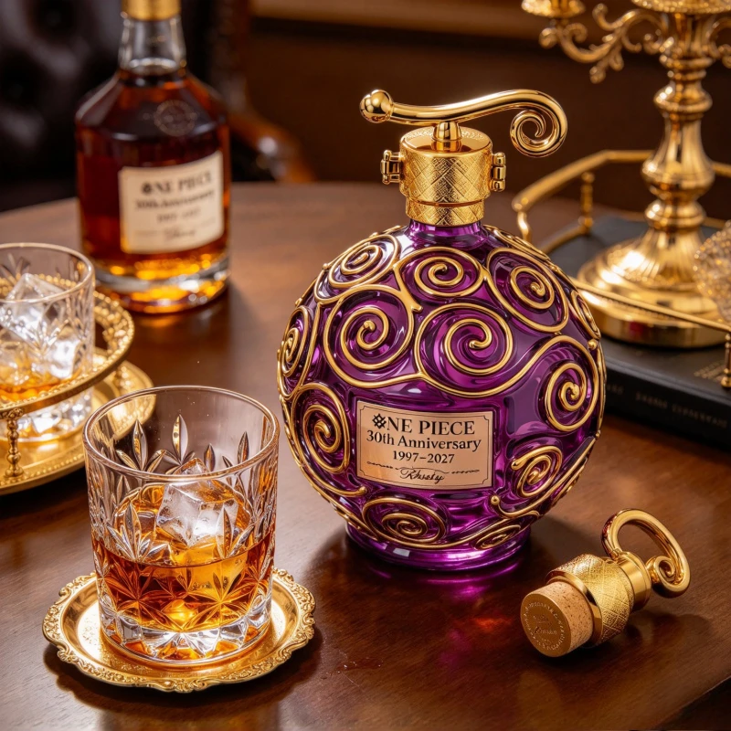 Vintage Purple Spherical Glass Decanter Golden Swirl Pattern Liquor Bottle Creative Whiskey Rum Wine Carafe Home Bar Desktop