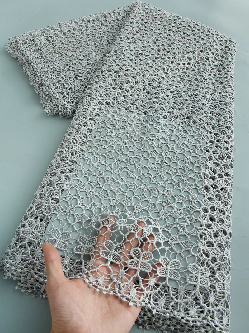 Luxury Guipure Cord Lace Fabric 2025 High Quality African Water Soluble Lace Fabric Nigerian Stones Lace For Women Dresses 4577