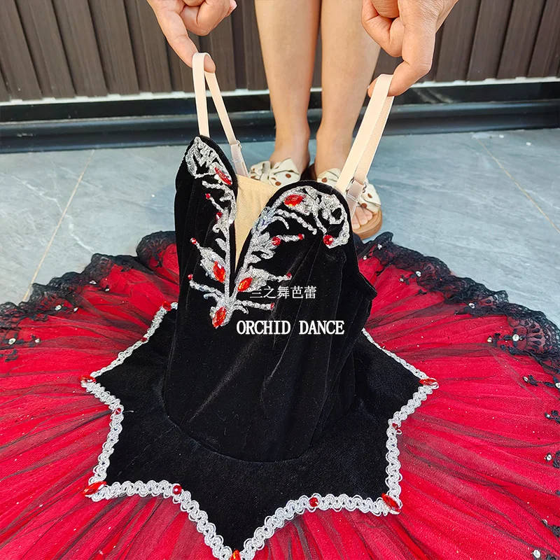 Profissional de alta qualidade tamanho personalizado 7 camadas crianças meninas mulheres adulto desempenho wear pássaro vermelho ballet tutu trajes