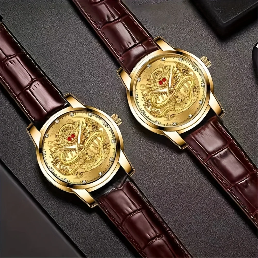 Великолепный Благородный Ретро Китайский дракон высококачественный дизайн мужские часы атмосферный уровень Модный повседневный красивый Спорт Прочный