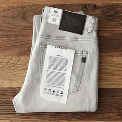 Autumn New American Retro Heavyweight Denim Jeans Men's 99.1% Cotton Washed Old Elastic Slim Straight Youth Casual Pencil Pants