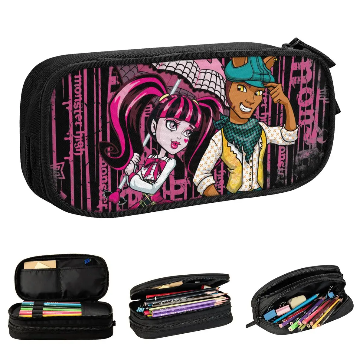 Monster High Draculaura Pencil Case Creative Pen Box Bags Student Large Storage Students School Cosmetic Pencil Pouch