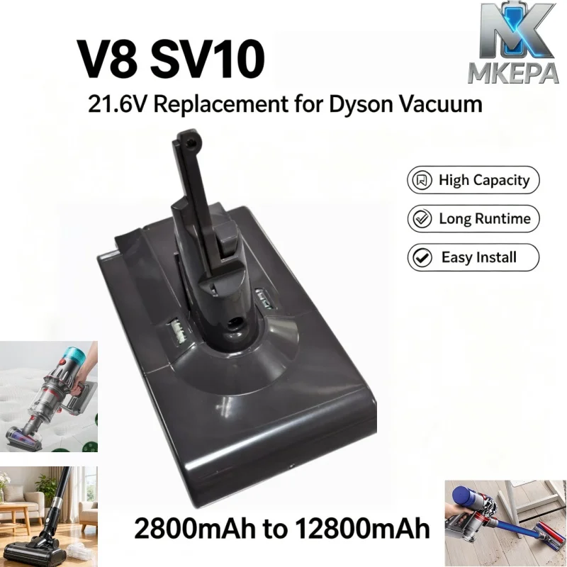 21.6V 2.8Ah‑12.8Ah Replacement Lithium Battery lpega Fit For V8 Absolute SV10 Series Rechargeable Vacuum Cleaner Battery