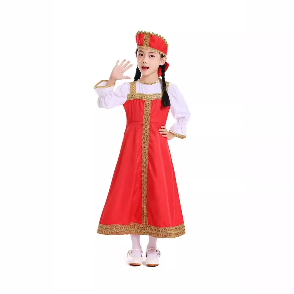 Vestido Ruso para Niñas, Traje de Danza y Espectáculo, Sarafan Infantil, Disfraz Folclórico, Ropa Tradicional Rusa para Niños