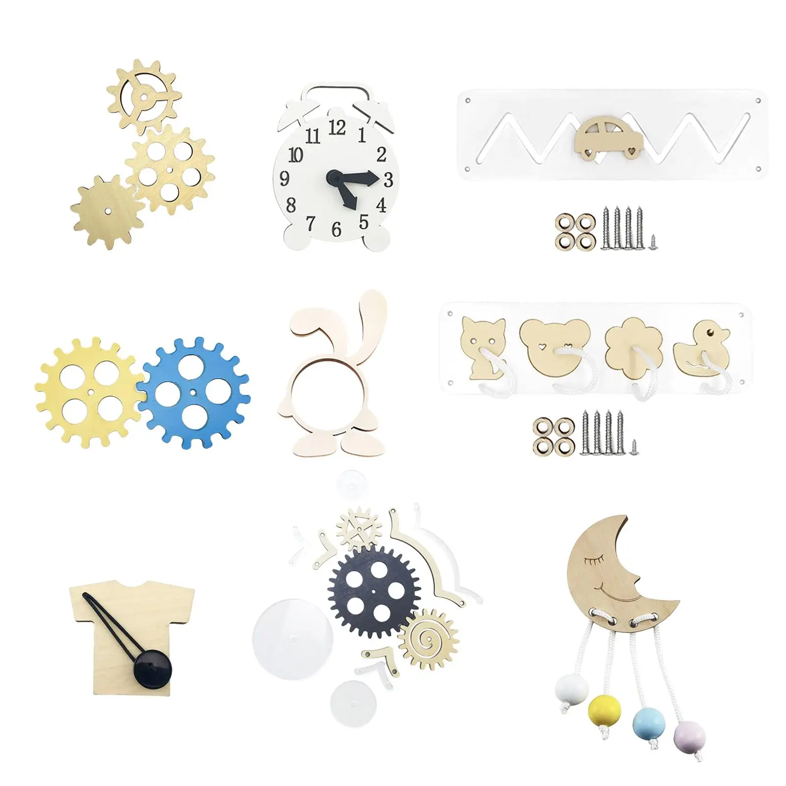 Papan Sibuk Kayu DIY Aksesori Mainan Keterampilan Belajar Perkembangan Montessori