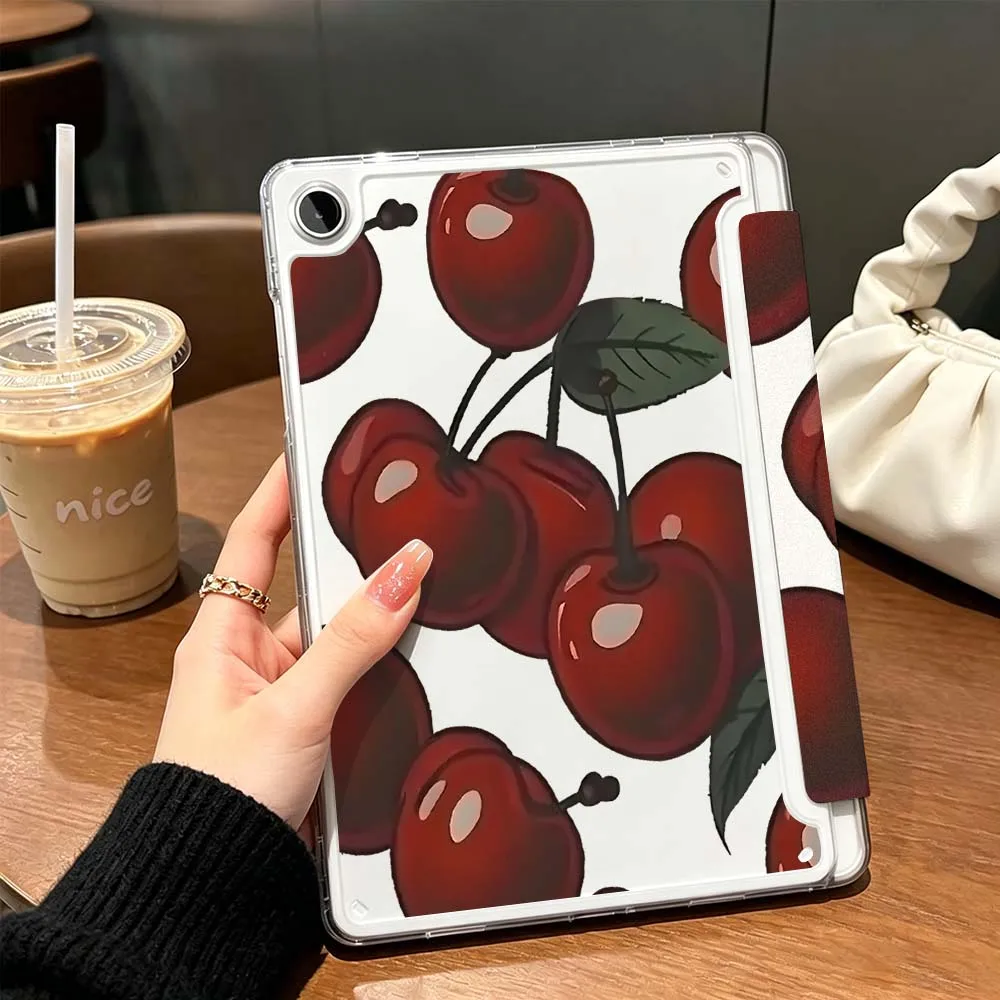 Fresh Fruit Pattern Art Case For Samsung Galaxy Tab A9 A8 A11 S6 S7 S8 S9 S10 FE Plus Lite Transparent Y-Shaped Folding Tablet