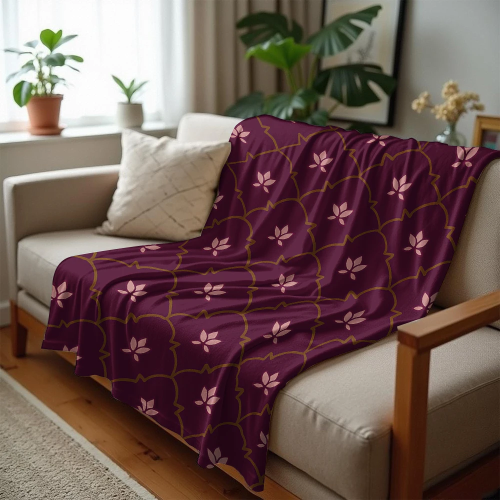 Elegant Lotus Lightweight Microfiber Soft Christmas Fleece Blanket Warm Cozy Throw for Bed Sofa Office Travel All Season