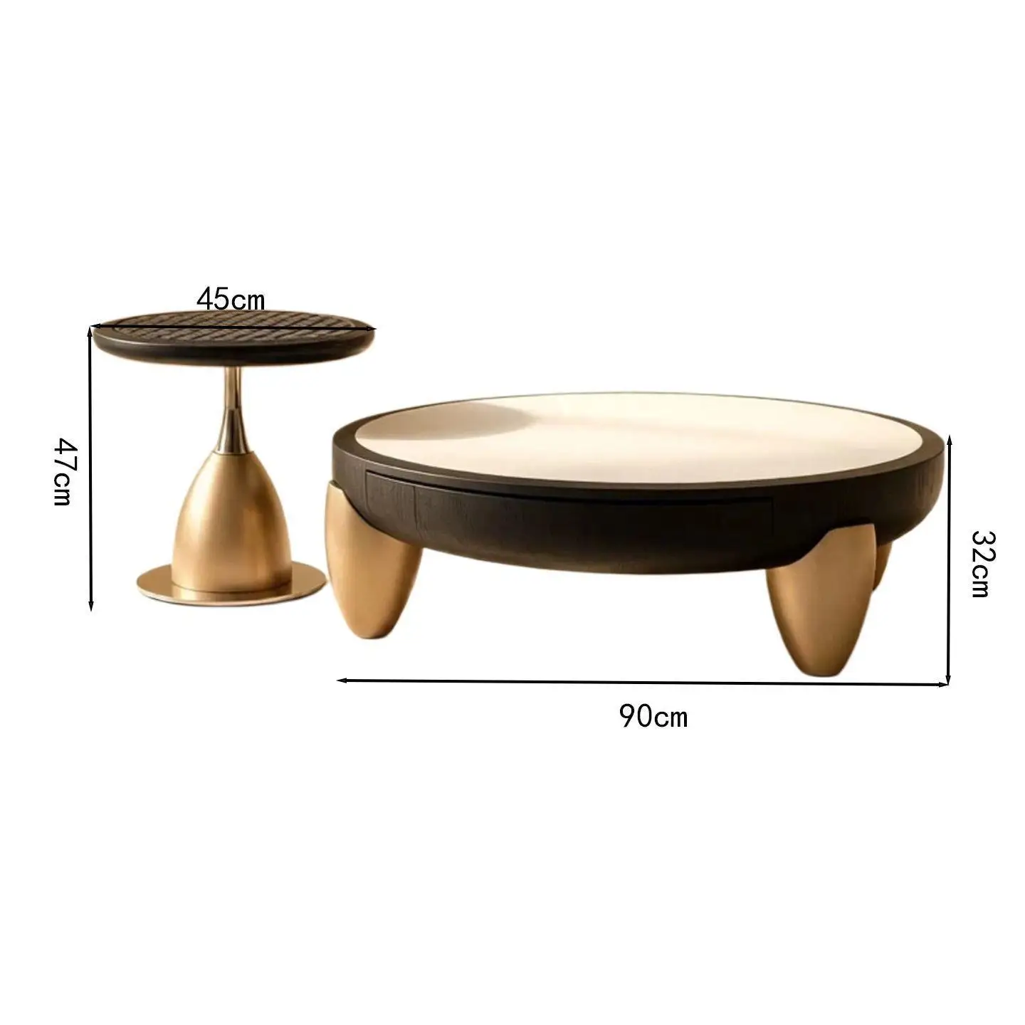 CX natural luxury stone solid wood antique living room household small apartment, coffee table