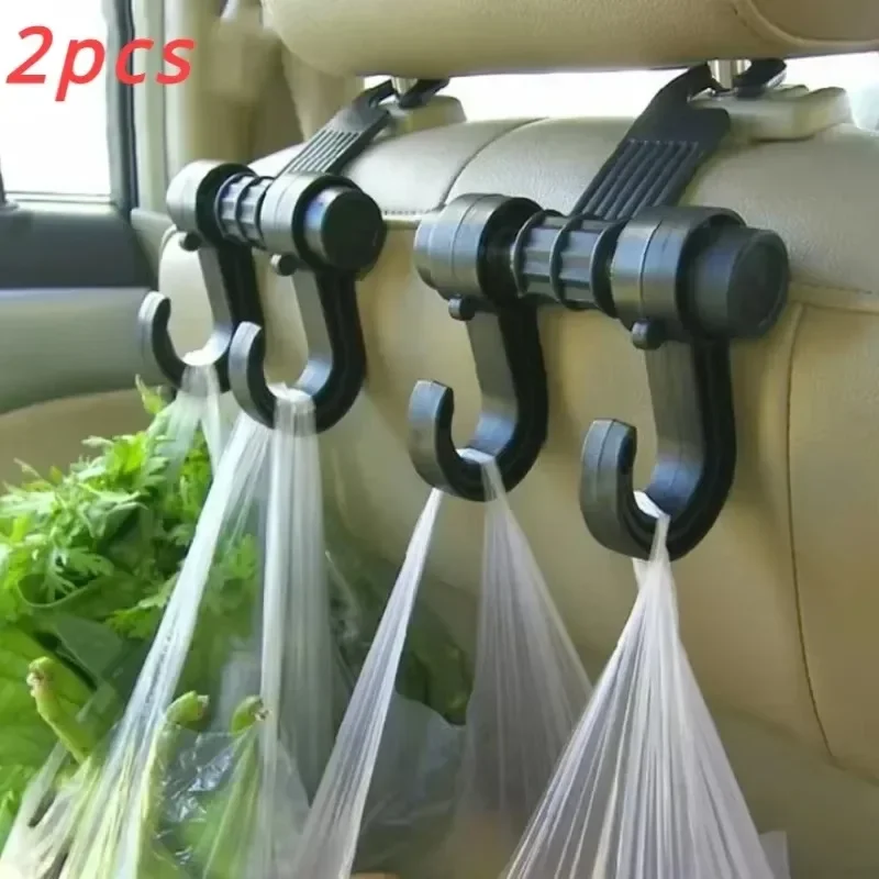 2Pcs Universal Car Seat Back Storage Hook Sundries Hanger Bag Holder Multifunction Car Hooks Vehicle Storage Organizer