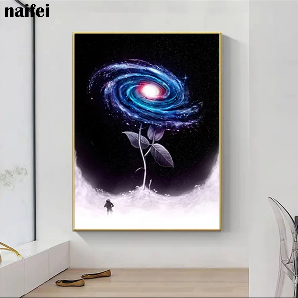 Funny Space Surfing Colorful diy diamond painting Stardusts Astronaut Wall Art Pictures full drill mosaic Home Living Room Decor