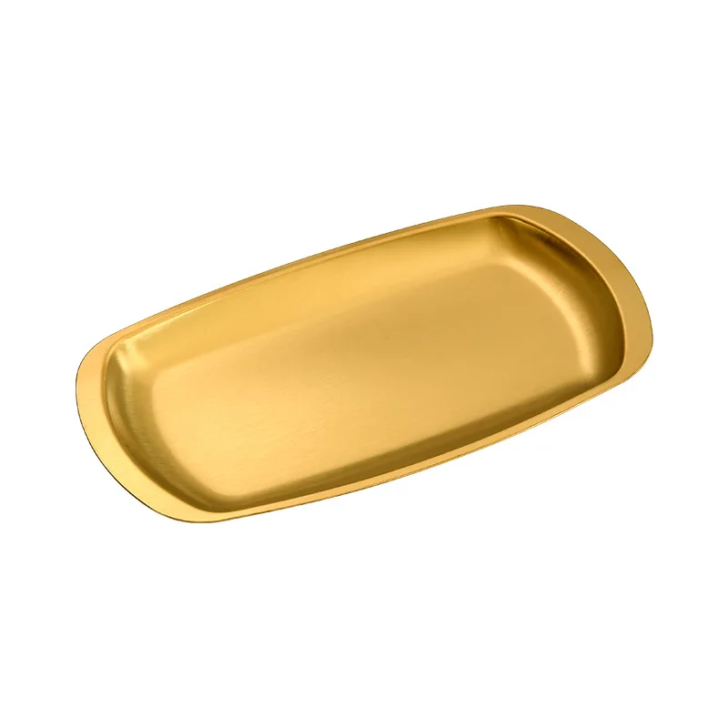 Stainless Steel Simple Circle Plate Multi-specification Gold Tray Western Food Beef Plate Barbecue Flat Plate Dessert Plate