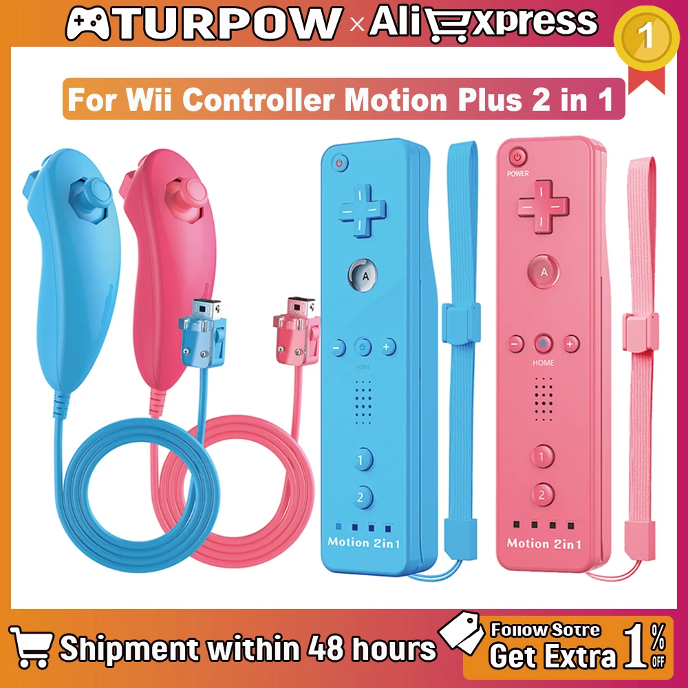 Nunchuck filaire 2 en 1 Motion Plus pour Nintendo Wii/Wii U Console télécommande pour Wii accessoires manette de jeu